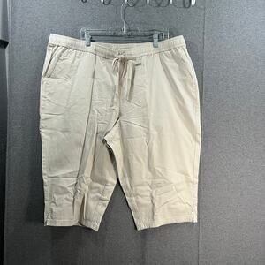 Denim & Co. Regular Casual EasyWear Twill Pull-On Skimmers Light Khaki, Size 2X